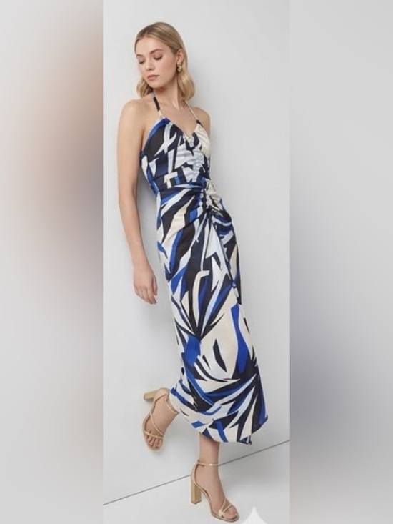 White House Black Market Dresses & Skirts - NEW WHITE HOUSE BLACK MARKET WHBM BAY PALMS ECRU SATIN HALTER CINCH MIDI DRESS 8